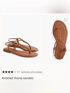 J. Crew Knotted Leather T-Strap Sandals in Brown